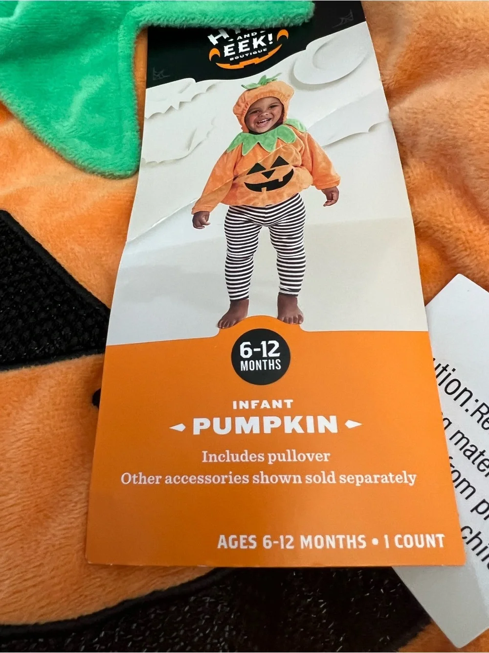 Hyde and Eek Infant Pumpkin Hooded Costume - Orange with Green Leaf Collar